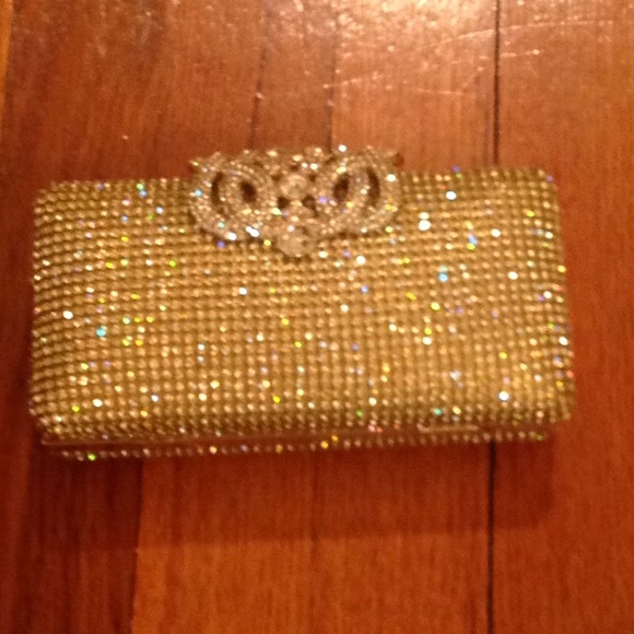 gold rhinestone clutch